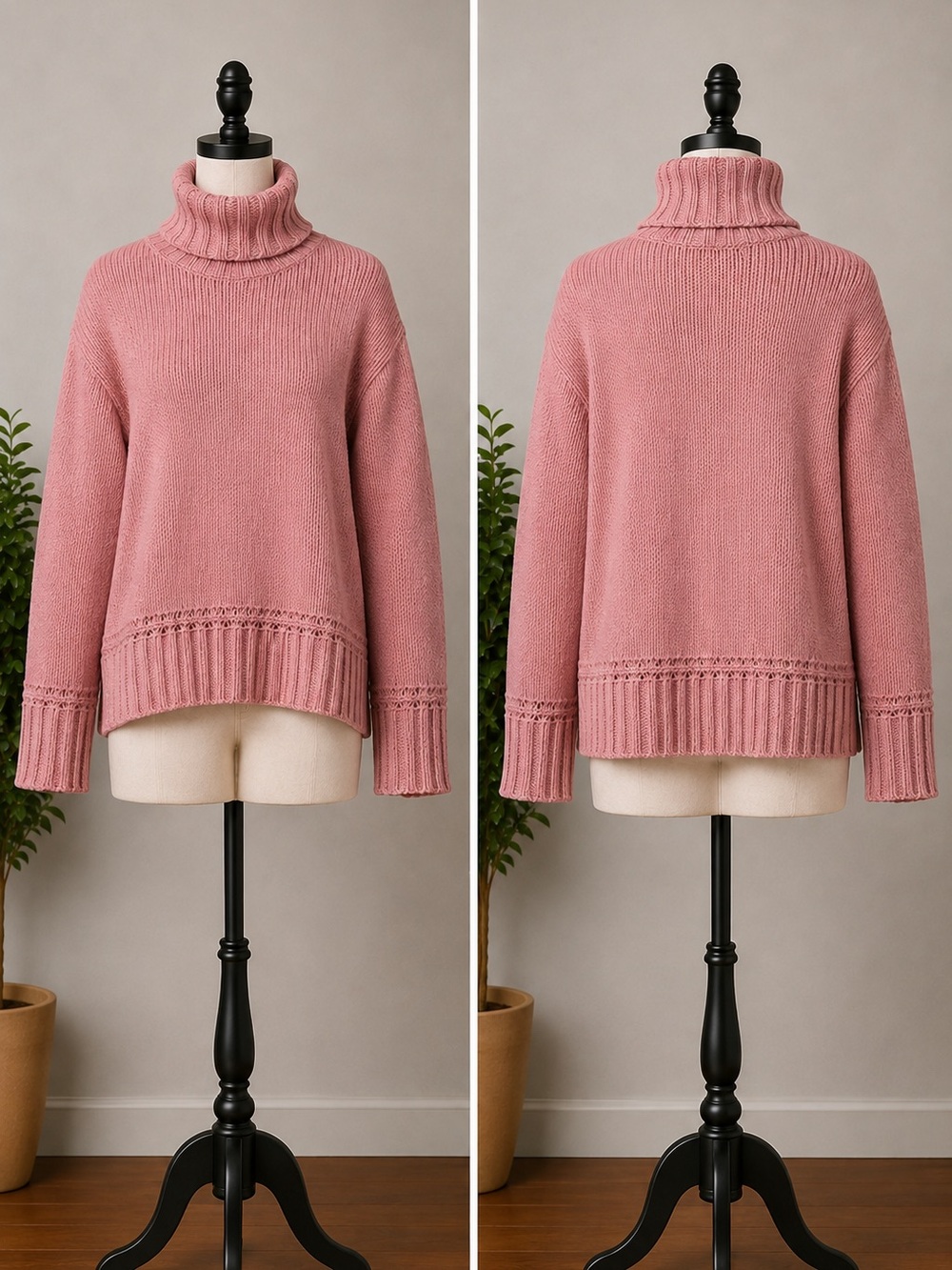 aerie Mauve Pink Ribbed Cowl Neck Sweater